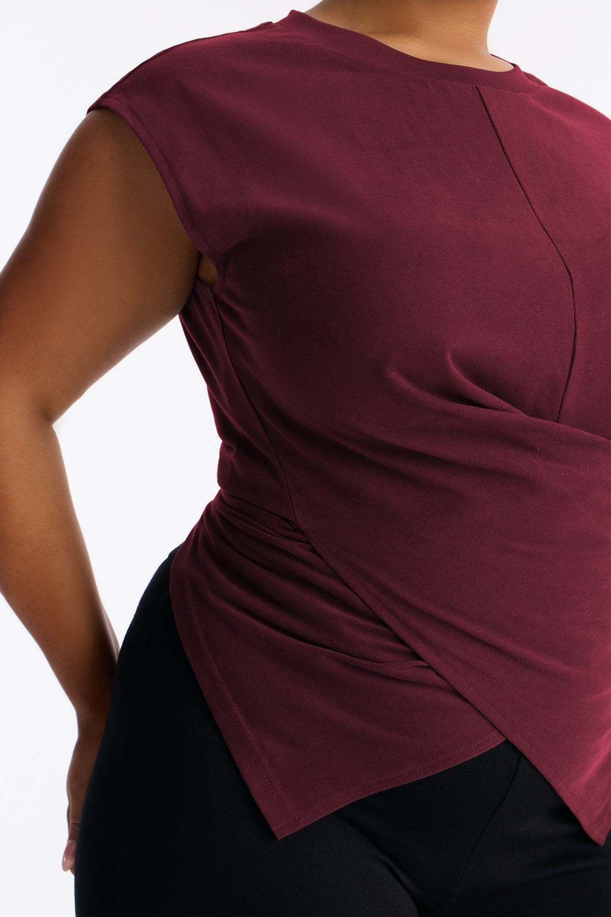 Crossed Up Crew Neck Tee - Plum