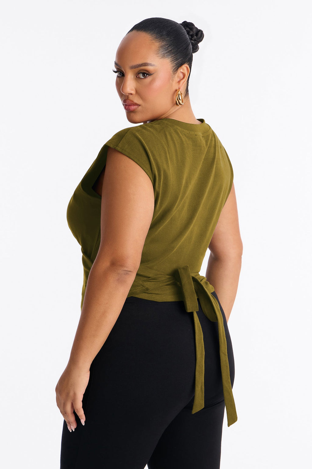 Crossed Up Crew Neck Tee - Olive