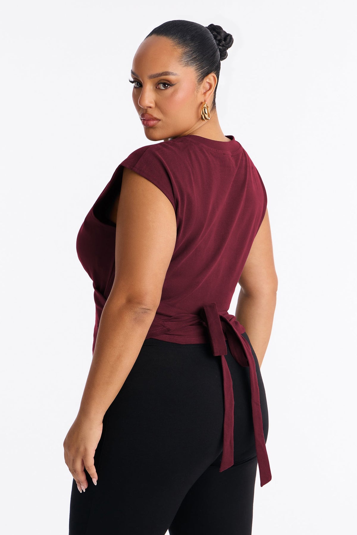 Crossed Up Crew Neck Tee - Plum