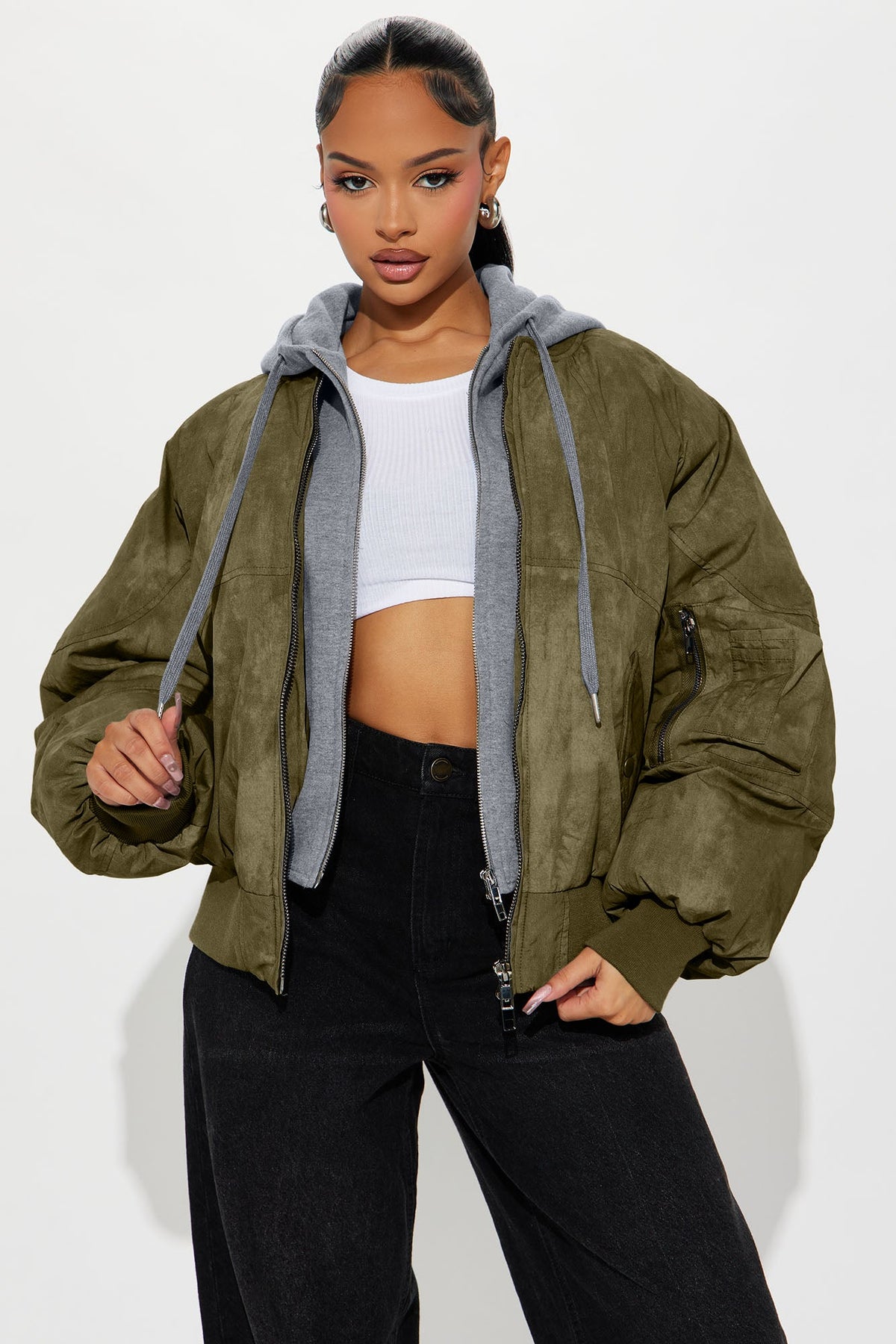 No Big Deal Washed Puffer Jacket - Olive