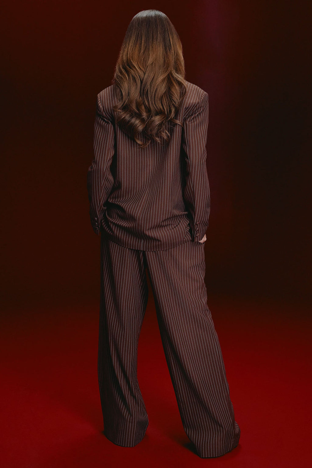 Tailored Pinstripe Pant Set - Brown/combo