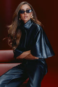 Rogue Faux Leather Cape - Black