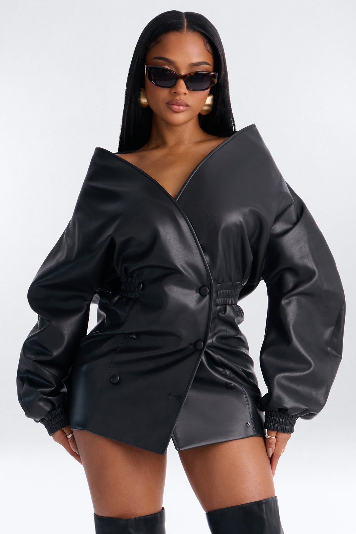 Rogue Faux Leather Mini Dress - Black