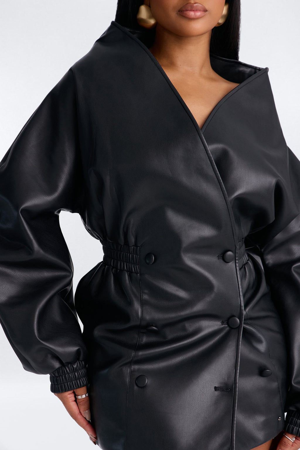Rogue Faux Leather Mini Dress - Black