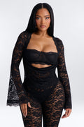 Dark Night Lace Long Sleeve Top - Black