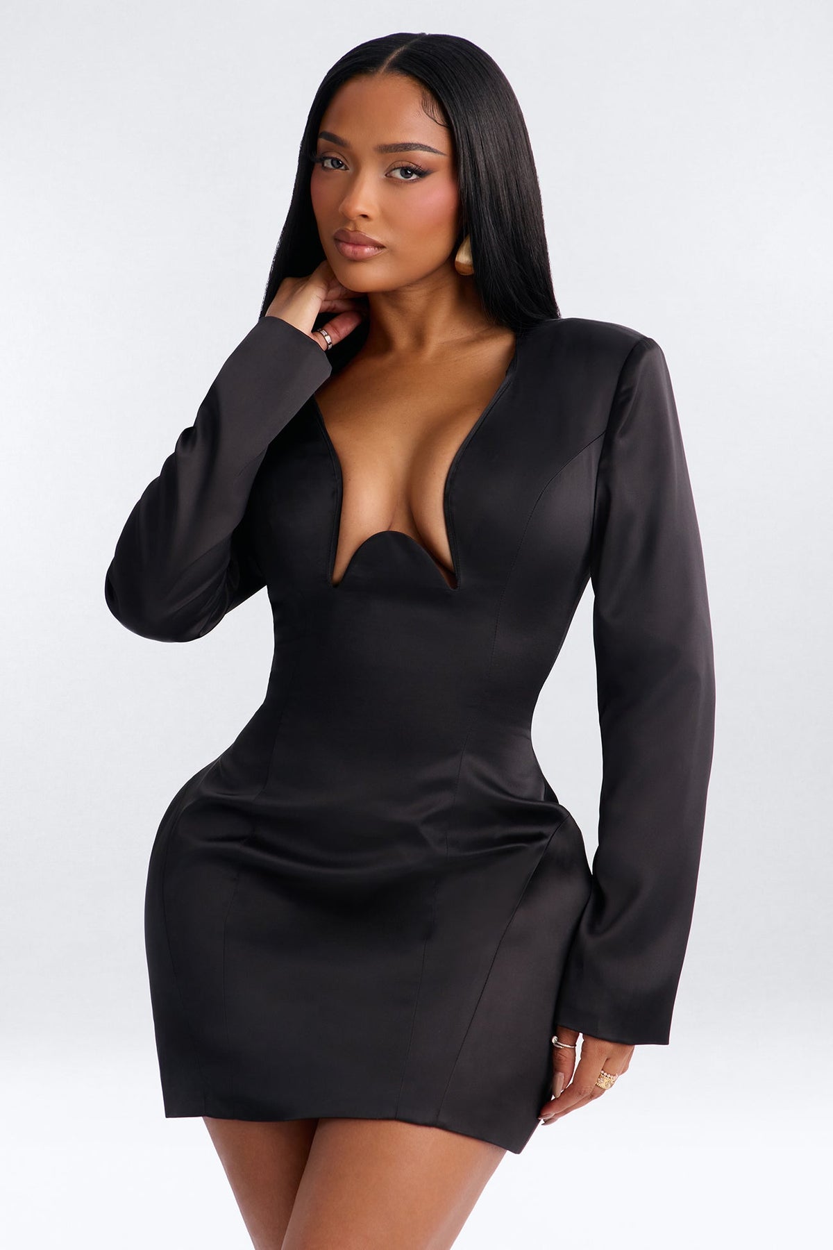 Opulence Satin Mini Dress - Black