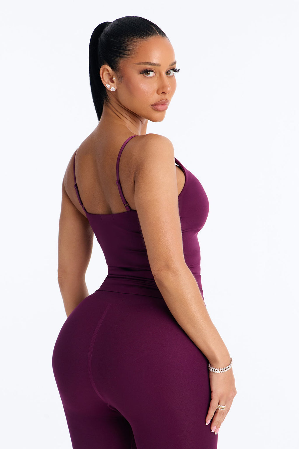 Seamless Smooth Double Lined Scoop Neck Cami Top - Purple