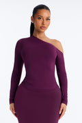 Second Skin Double Lined Off Shoulder Long Sleeve Top - Purple