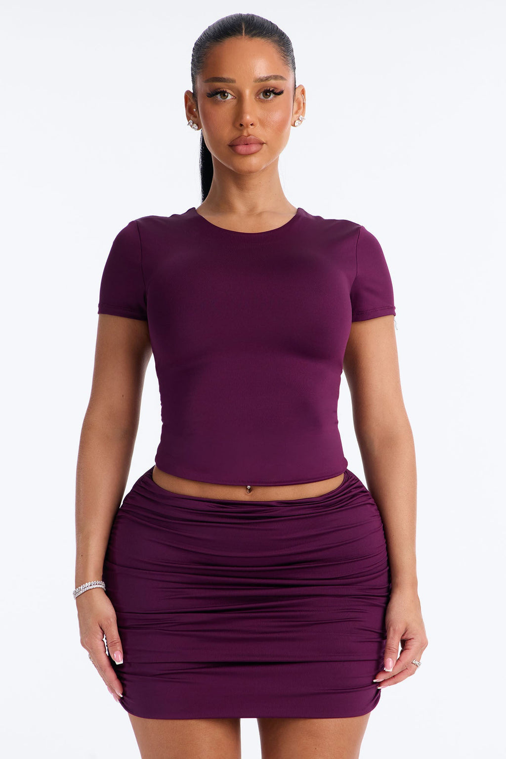 Contour Double Lined Short Sleeve Baby Tee - Purple
