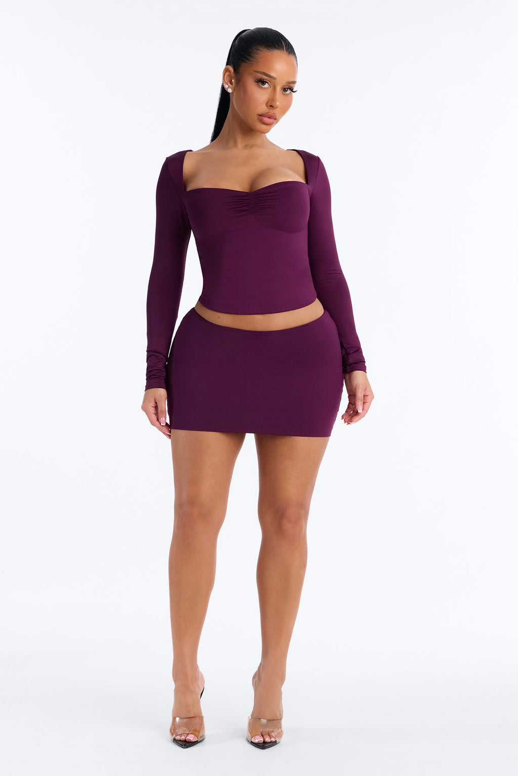 Contour Double Lined Mini Skirt - Purple