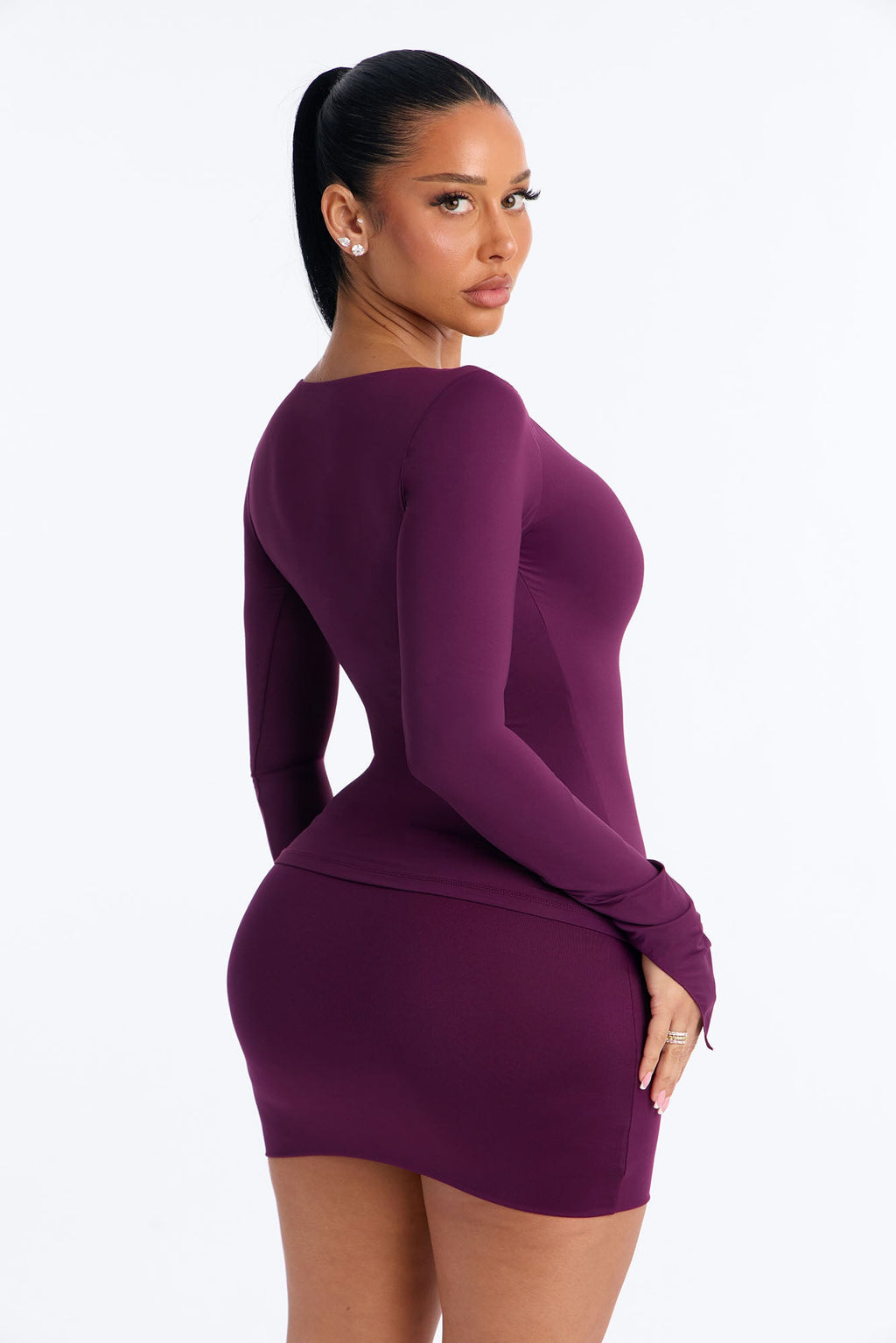 Second Skin Deep U Neck Long Sleeve Top - Purple
