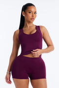 Seamless Smooth Double Lined U Neck Tank Top - Purple