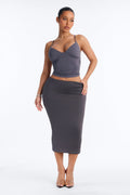 Contour Double Lined Pencil Midi Skirt - Charcoal