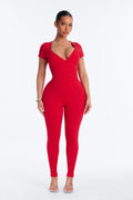 Sutton Snatched Skinny Leg Jumpsuit - Red