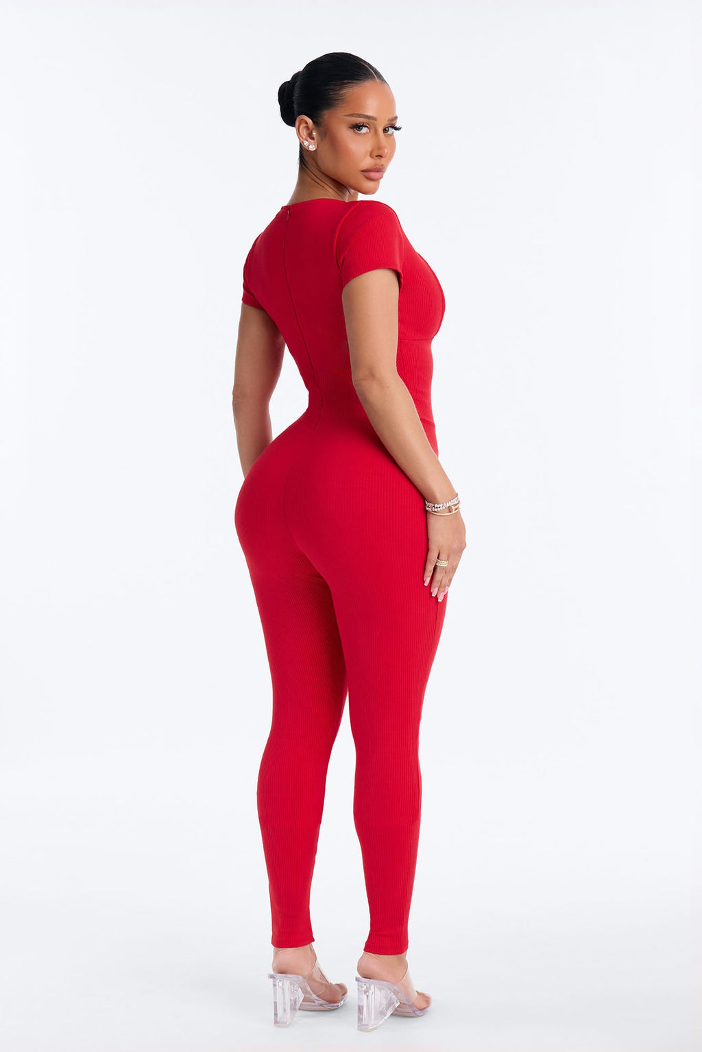 Sutton Snatched Skinny Leg Jumpsuit - Red