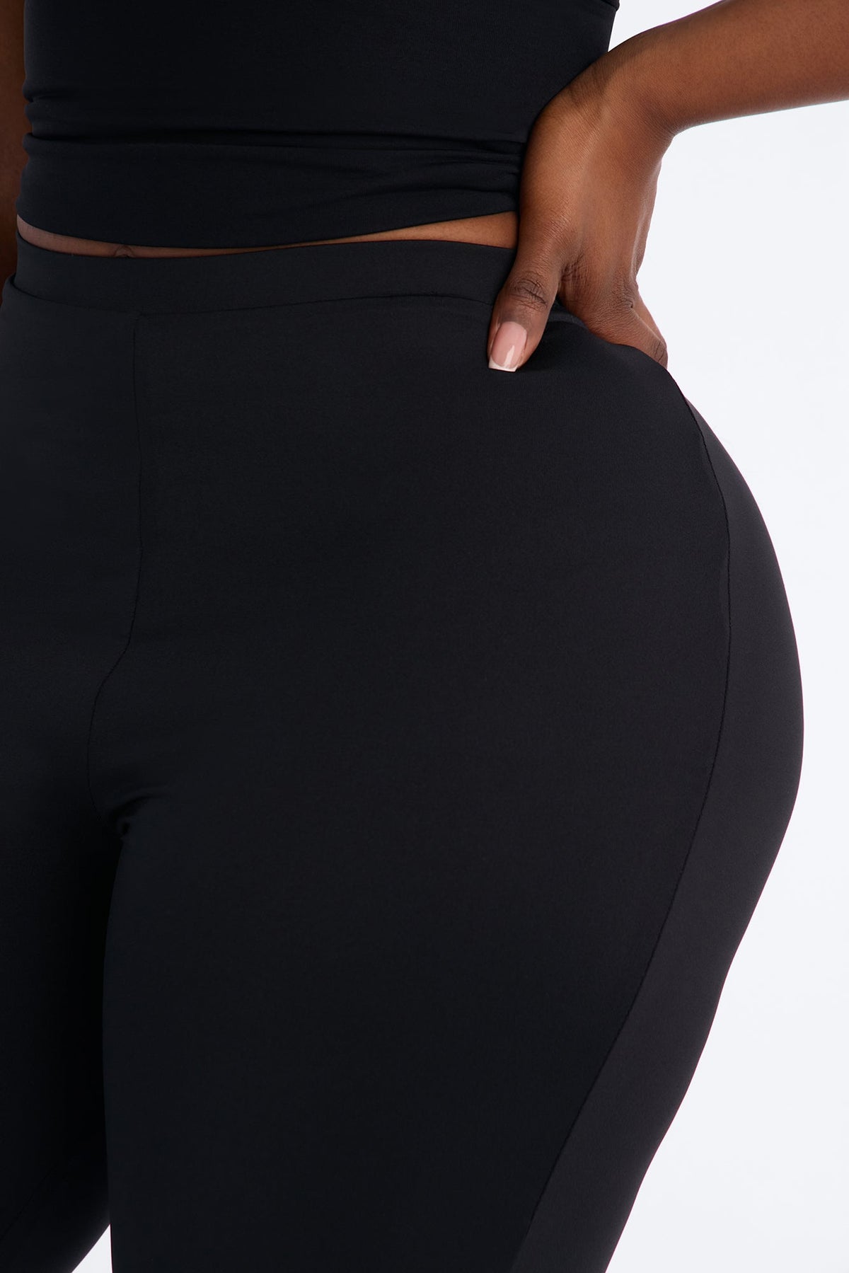 Contour Double Lined Split Hem Capri - Black