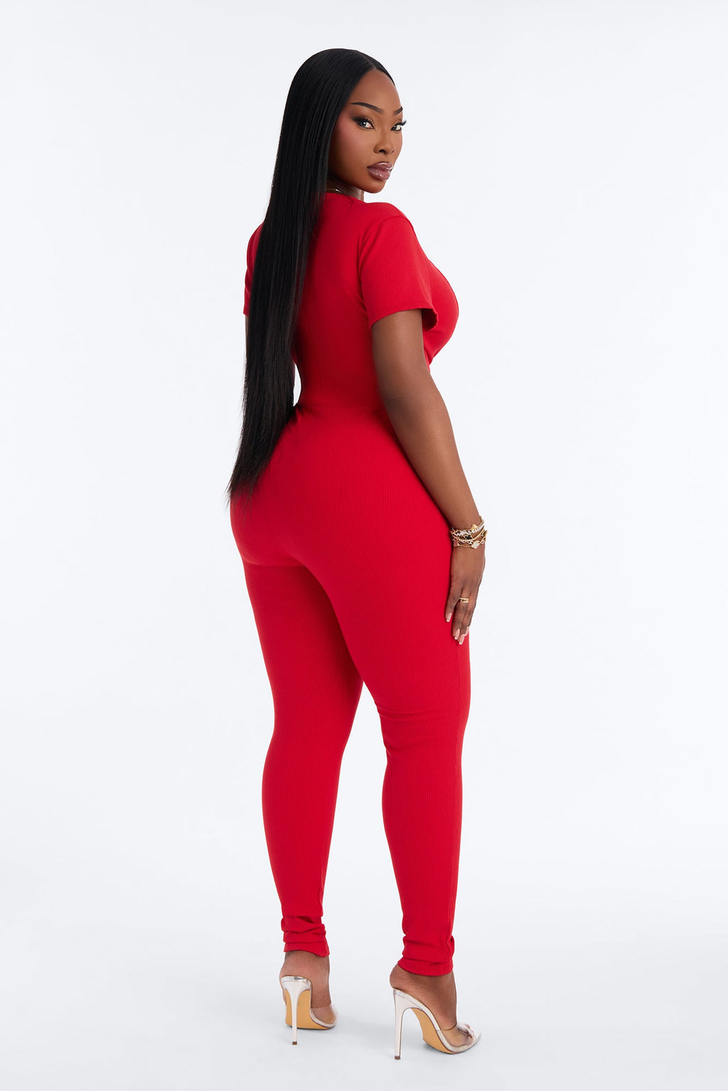 Sutton Snatched Skinny Leg Jumpsuit - Red