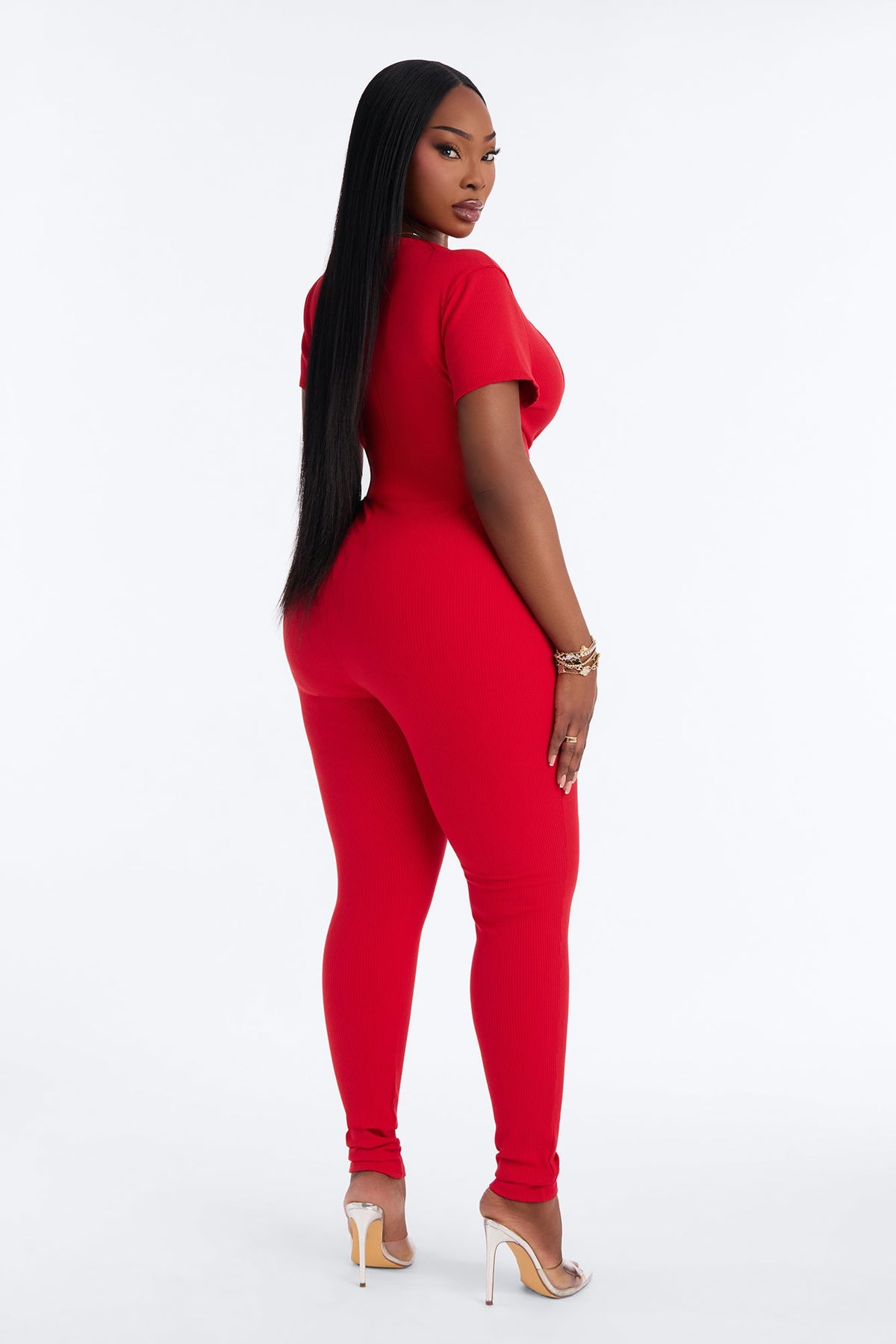 Sutton Snatched Skinny Leg Jumpsuit - Red