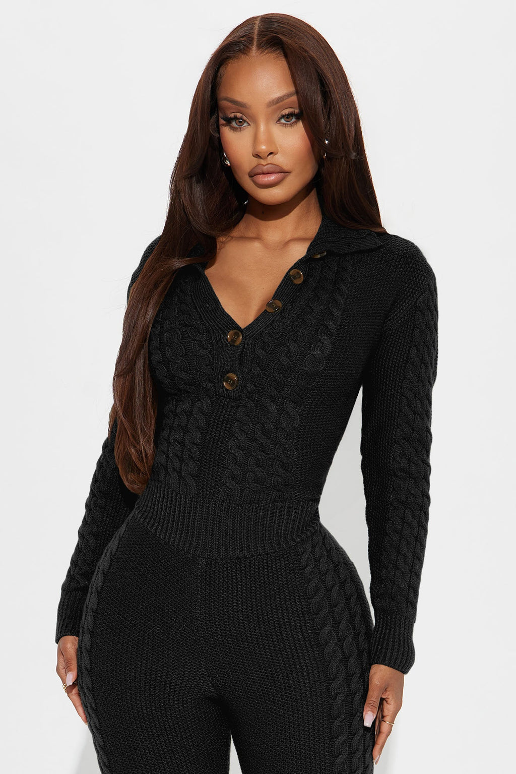 Right Next To You Sweater Jumpsuit - Black