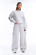 Caro Lace Up Sweatshirt Set - Heather Grey