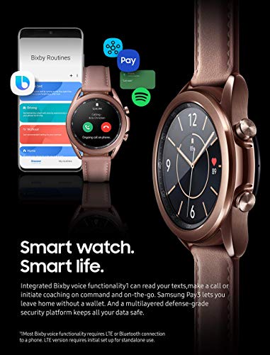 Samsung Galaxy Watch 3- 41mm Stainless Steel Case/ Leather Strap Mystic Bronze SM-R850NZDAXAR