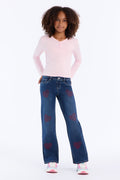 Mini Gave My Heart Away Wide Leg Jeans - Dark Wash