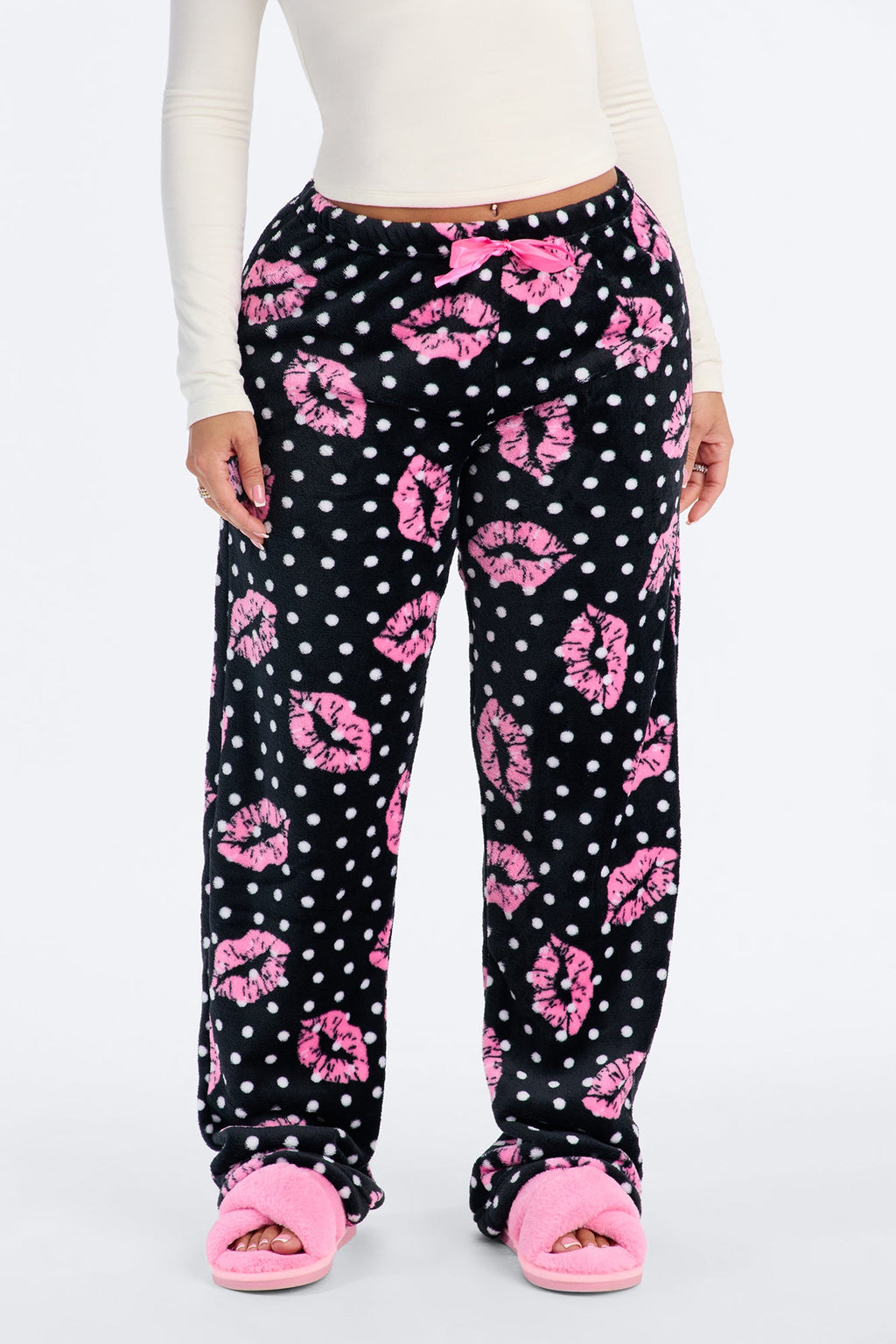 Kisses For The Mrs. Plush PJ Pants - Pink/combo