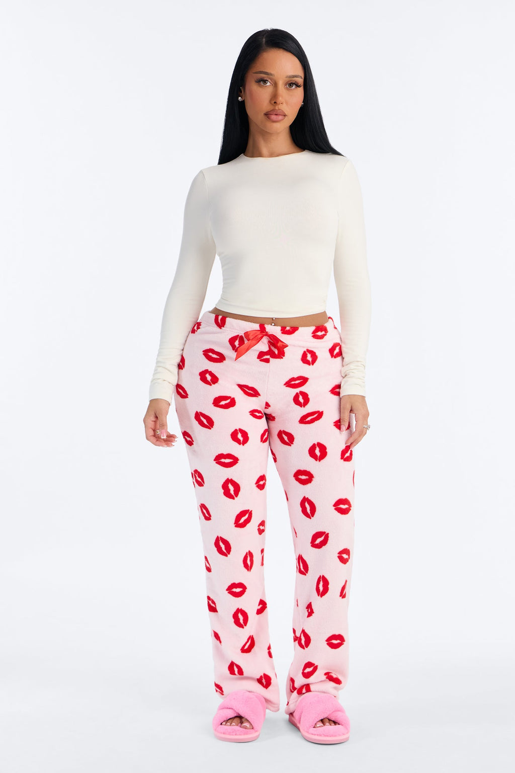 Need Your Kiss Plush PJ Pants - Pink/combo