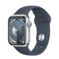 Apple Watch Series 9 GPS 41mm Aluminum Case with Storm Blue Sport Band (Small/Medium) - Silver - MR903LW/A