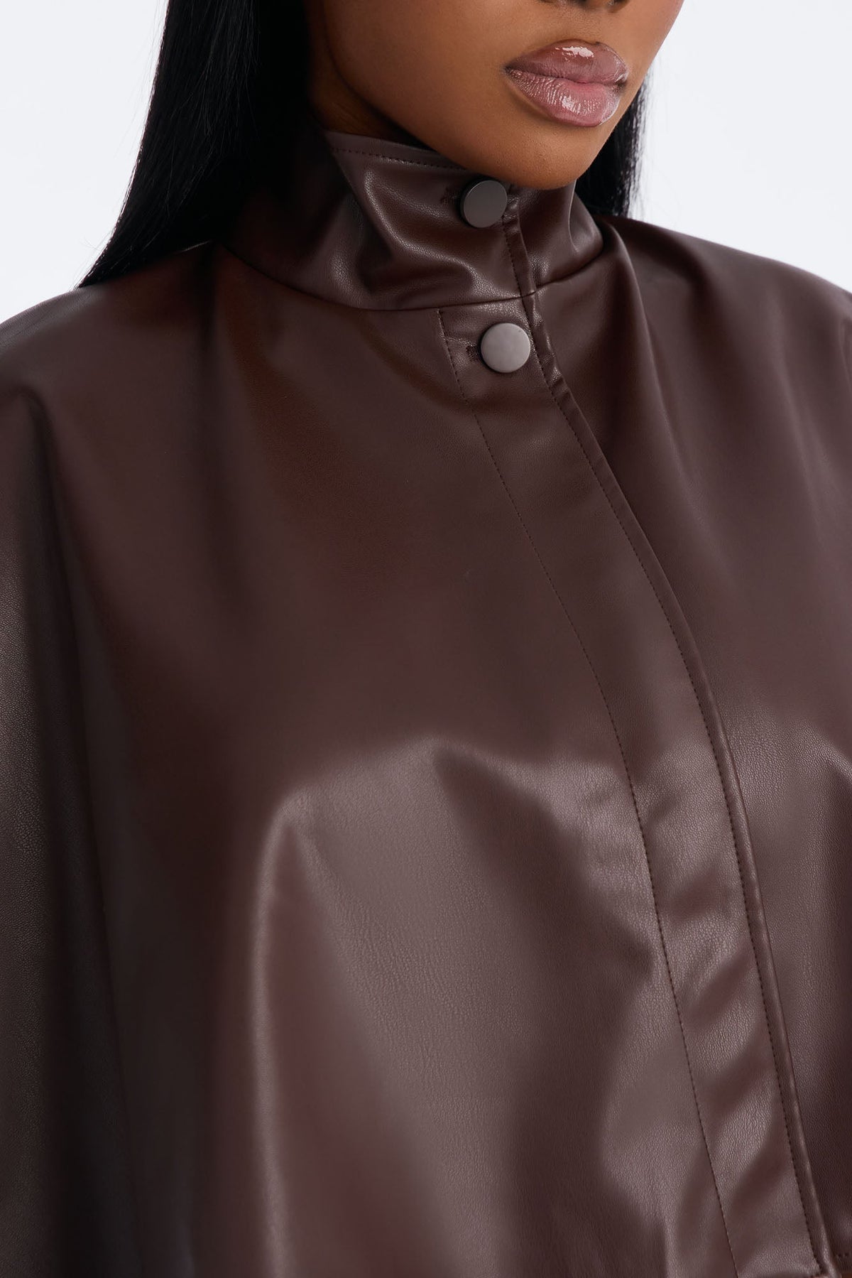 Rogue Faux Leather Cape - Chocolate