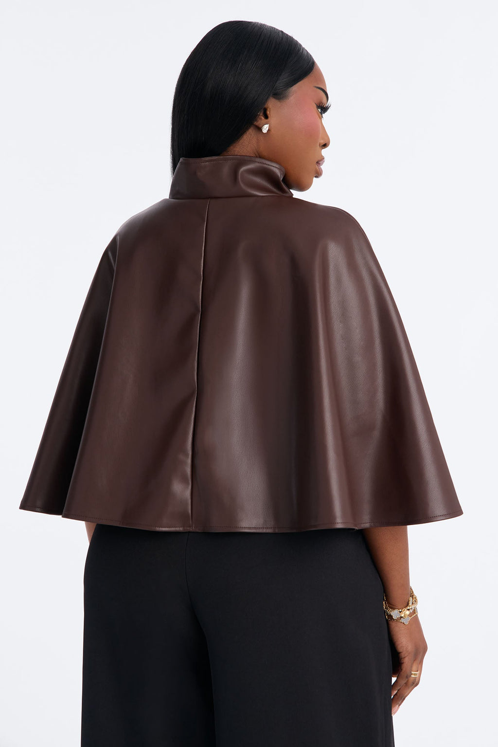 Rogue Faux Leather Cape - Chocolate