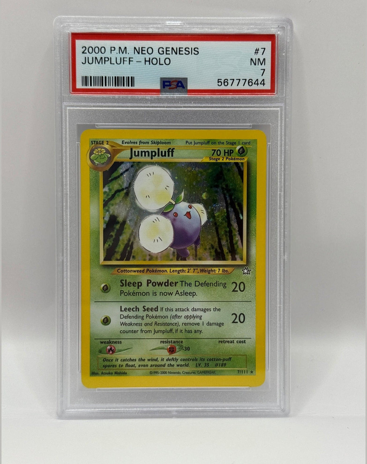 2000 Pokémon Neo Genesis Jumpluff Holo 7/111 PSA 7 NEAR MINT