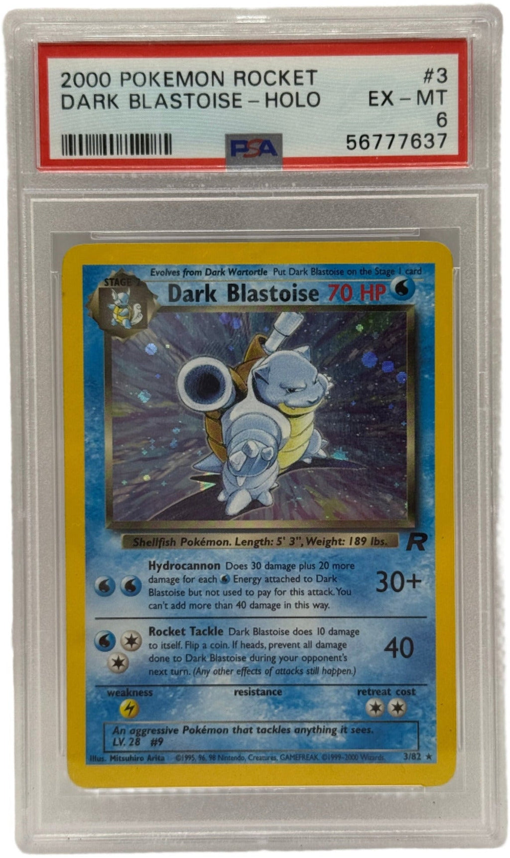 2000 Pokémon Rocket Dark Blastoise Holo 3/82 PSA 6 EX-MT