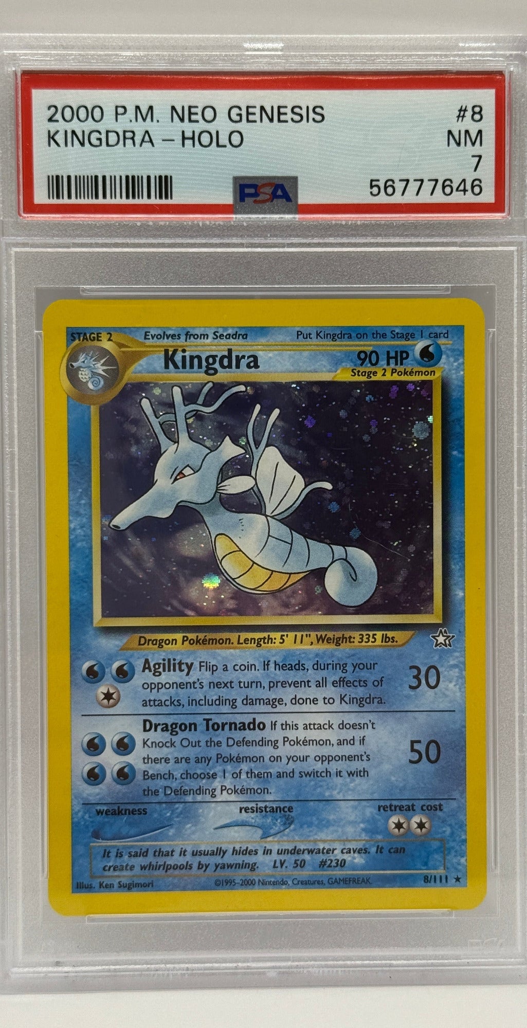2000 Pokémon Neo Genesis Kingdra Holo 8/111 PSA 7 NEAR MINT