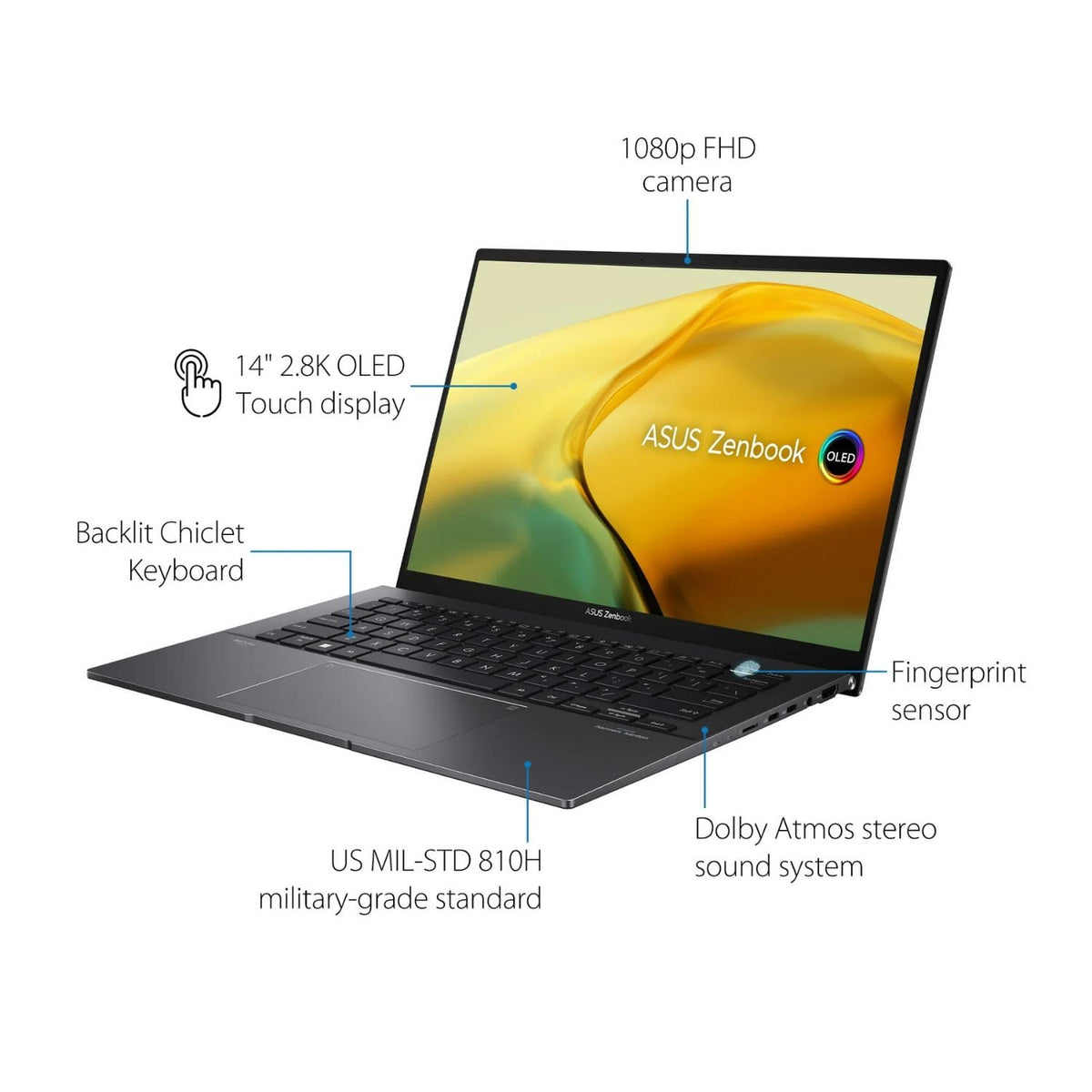 Asus Zenbook - 14" OLED WQXGA+ Touch - Ryzen 5 7530U - 8GB RAM - 256GB SSD - UM3402Y