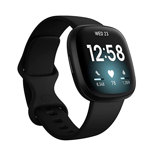 Fitbit - Versa 3 Health & Fitness Smartwatch - Black - FB511BKBK