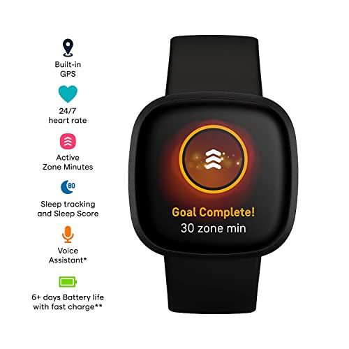 Fitbit - Versa 3 Health & Fitness Smartwatch - Black - FB511BKBK