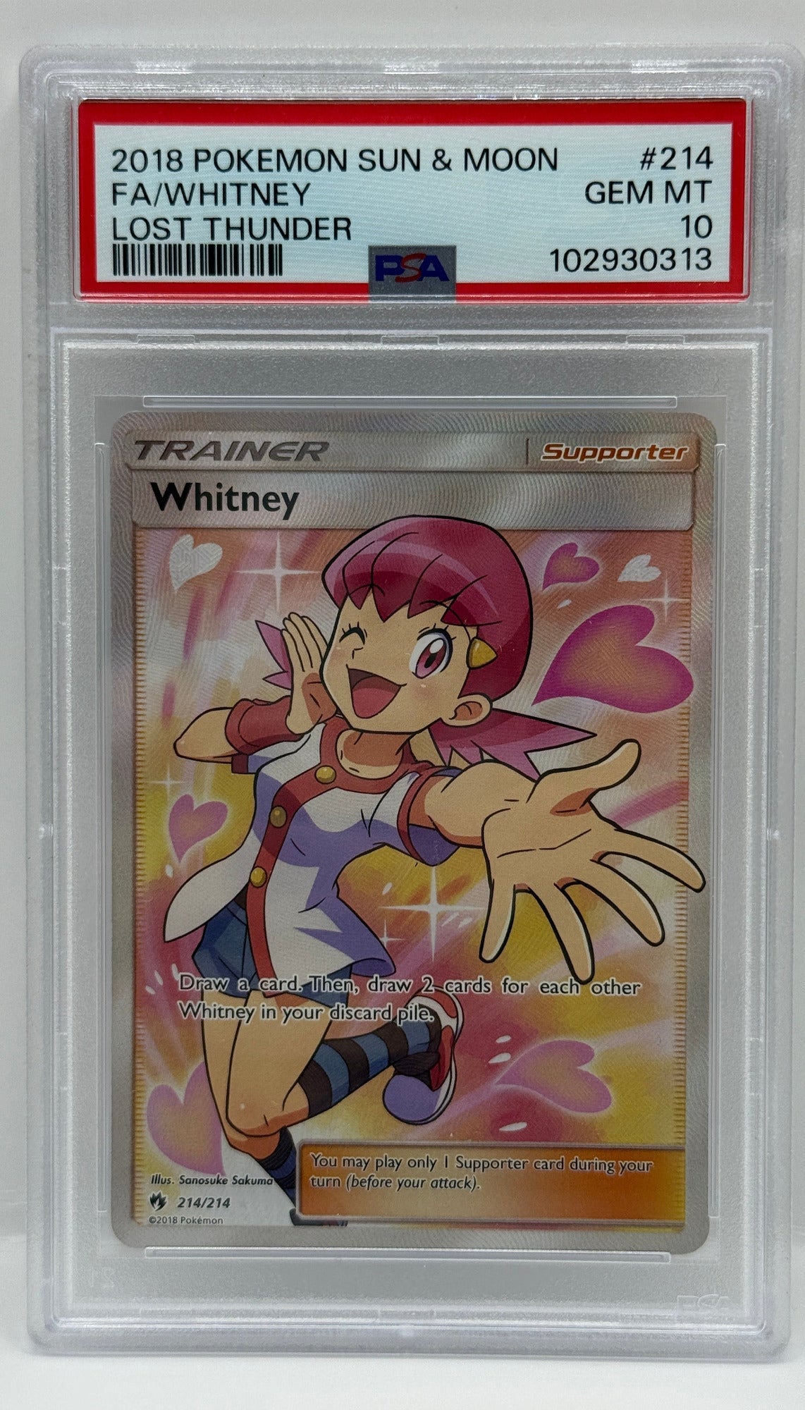 2018 Pokémon Lost Thunder Whitney Full Art 214/214 PSA 10 GEM MINT