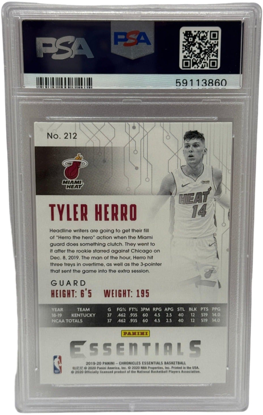 2019 Panini Chronicles Tyler Herro Pink Rookie Card #212 PSA 10 GEM MINT