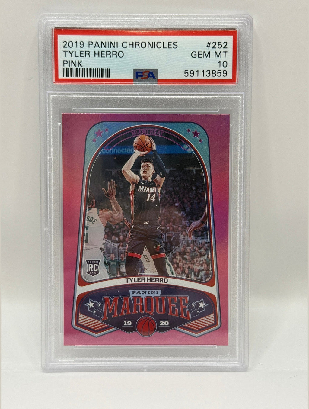 2019 Panini Chronicles Tyler Herro Pink Rookie Card #252 PSA 10 GEM MINT