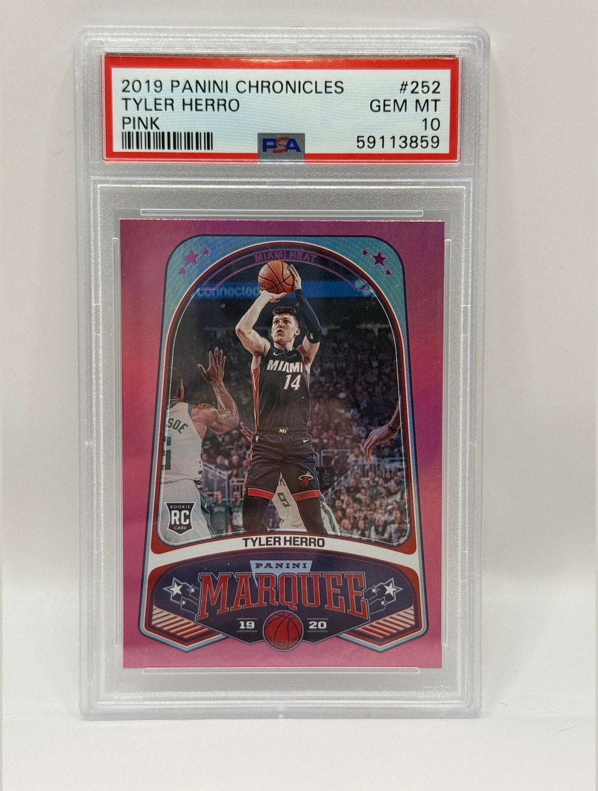 2019 Panini Chronicles Tyler Herro Pink Rookie Card #252 PSA 10 GEM MINT