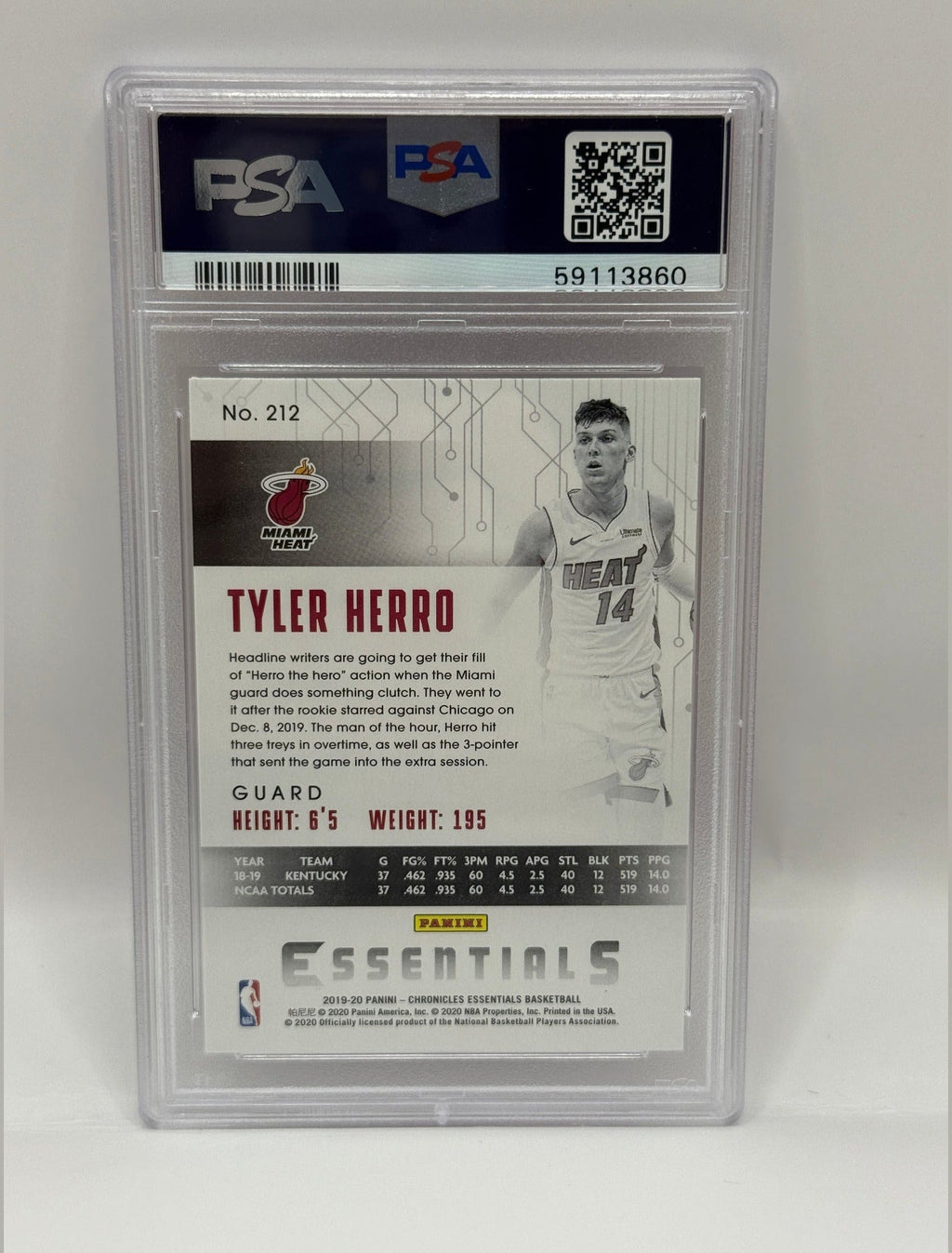 2019 Panini Chronicles Tyler Herro Pink Rookie Card #212 PSA 10 GEM MINT