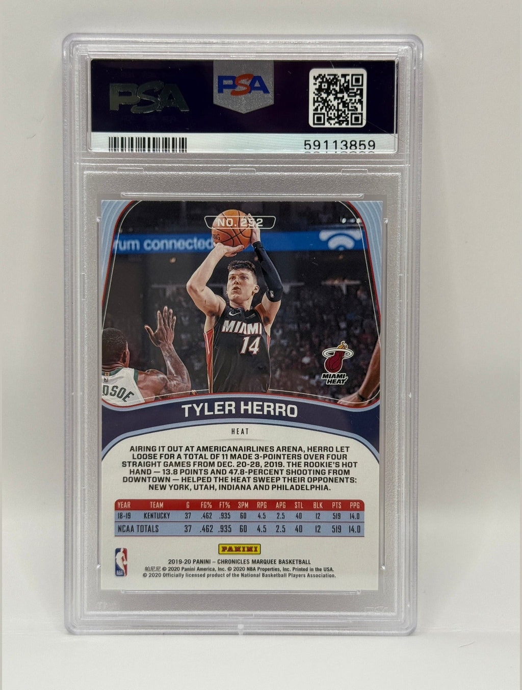 2019 Panini Chronicles Tyler Herro Pink Rookie Card #252 PSA 10 GEM MINT