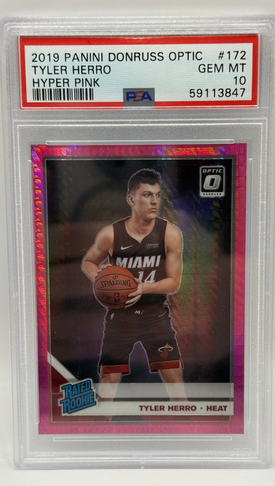 2019 Panini Donruss Optic Tyler Herro Hyper Pink Rookie Card #172 PSA 10 GEM MINT
