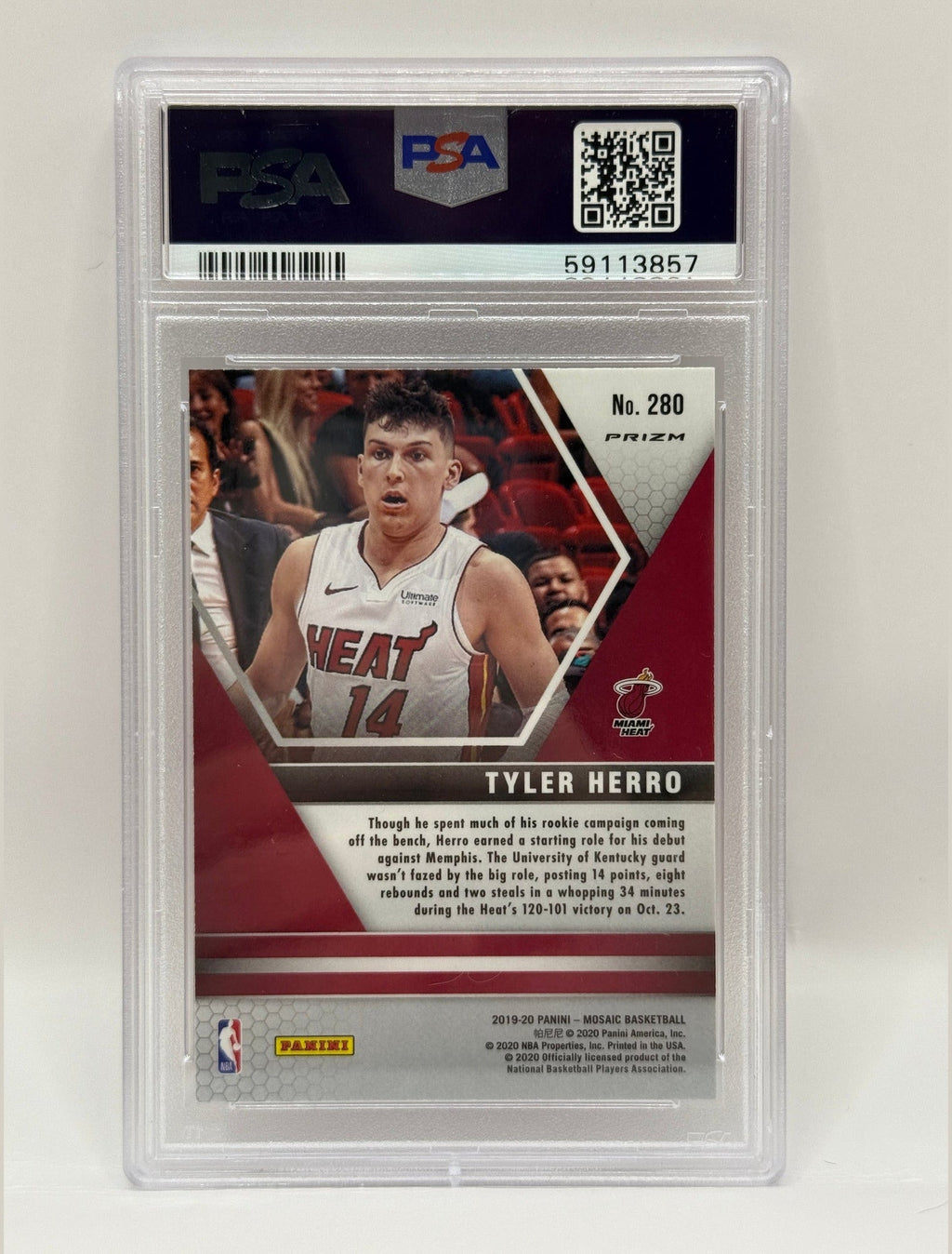 2019 Panini Mosaic Tyler Herro Pink Camo Rookie Card #280 PSA 10 GEM MINT