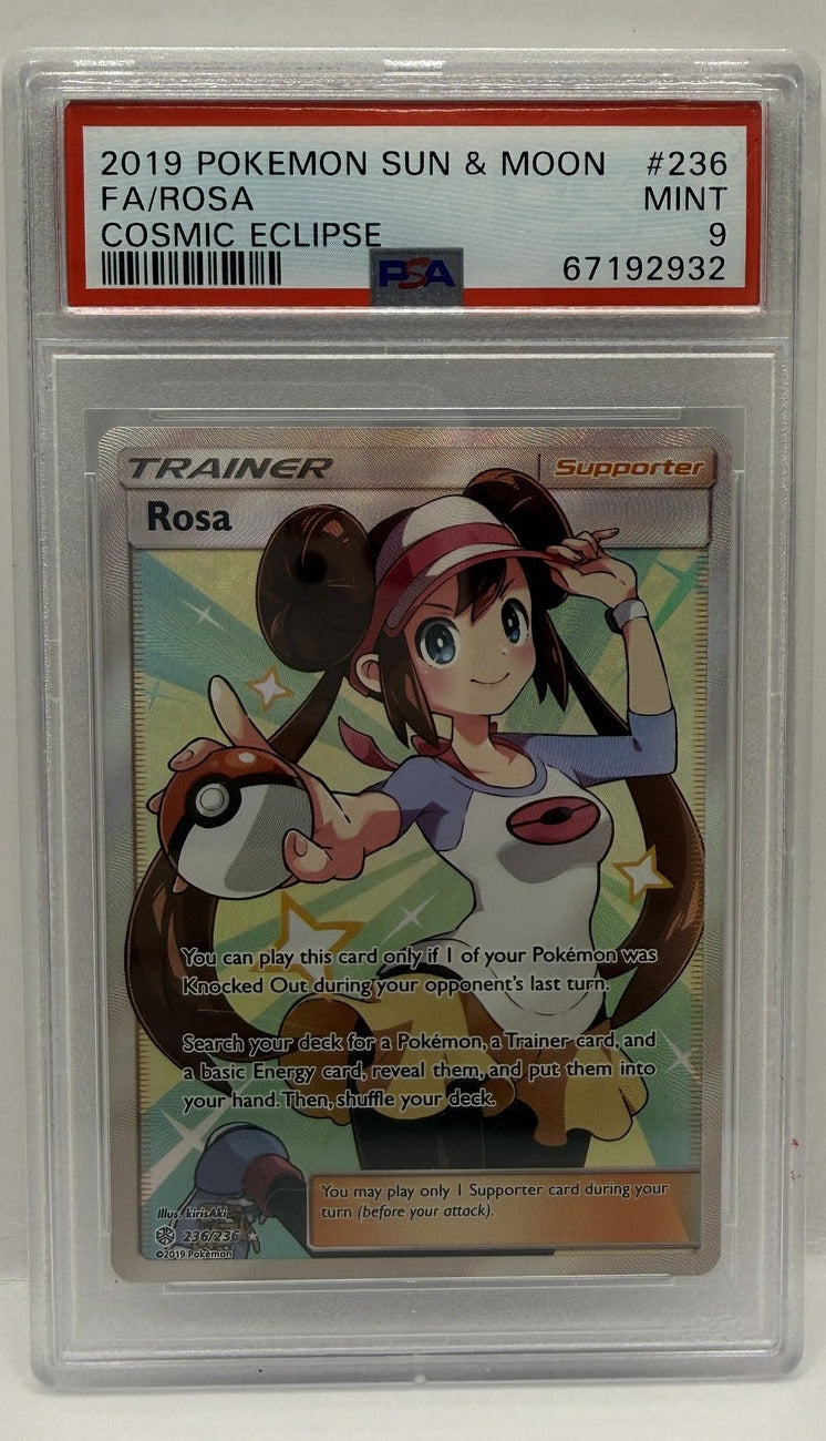 2019 Pokémon Sun & Moon Cosmic Eclipse Rosa Full Art #236 PSA 9 MINT