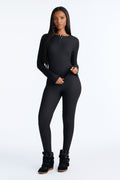 Brushed Waffle Base Layer Thermal PJ Legging Set - Black