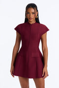 Power Trip Bandage Aline Mini Dress - Burgundy