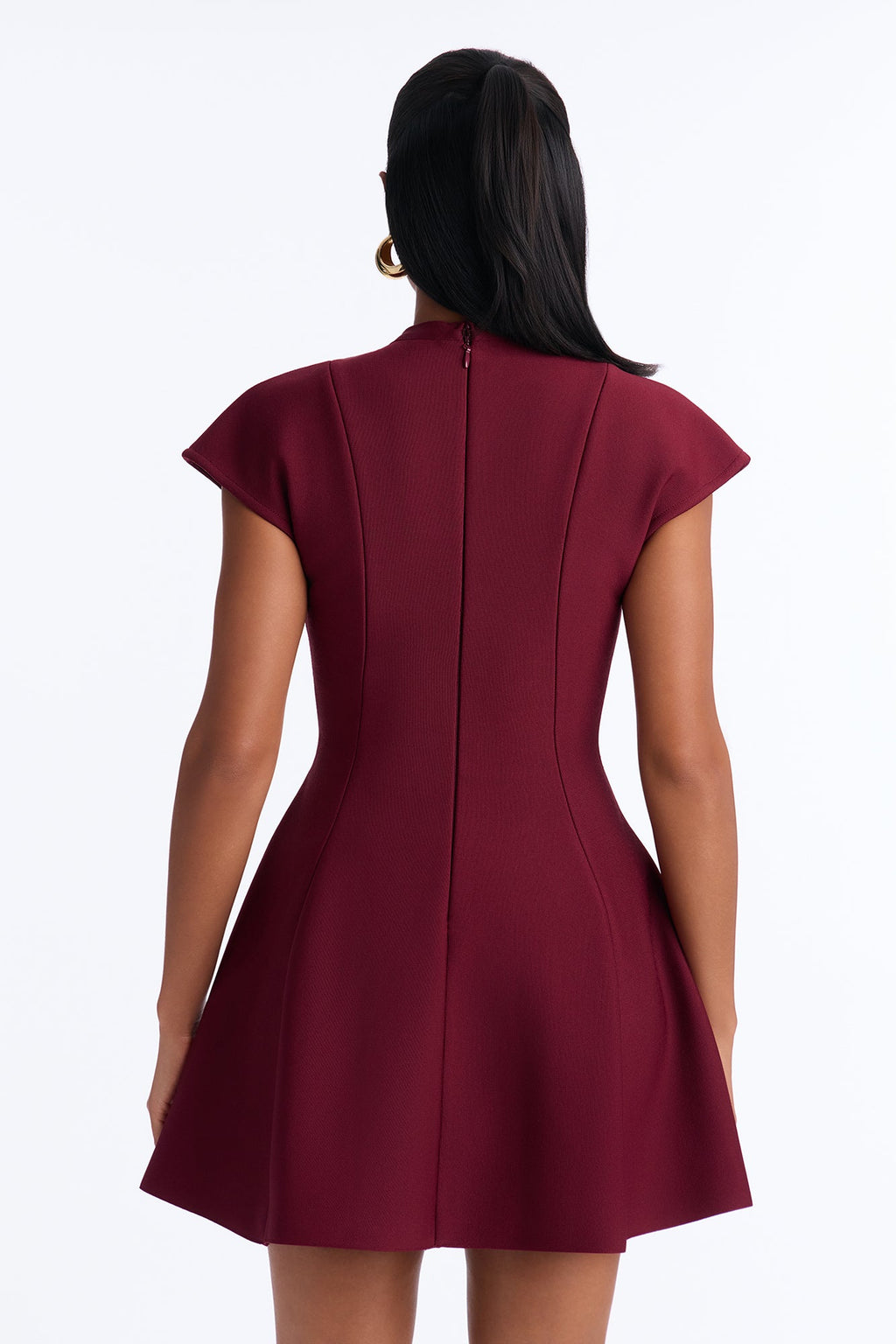 Power Trip Bandage Aline Mini Dress - Burgundy
