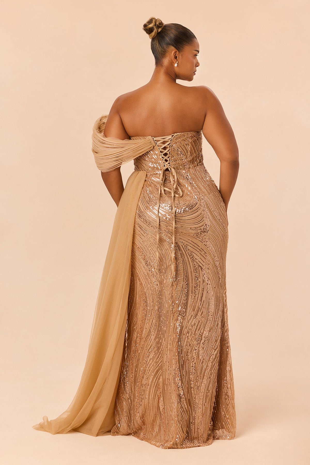 Runway Ready Embellished Gown - Champagne